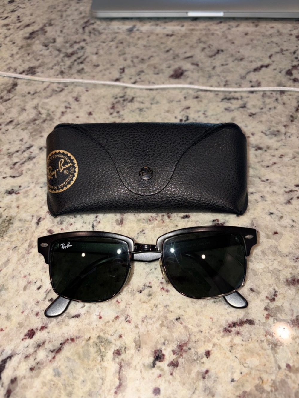 Ray-Ban Half Frame Sunglasses - Black with Dark Lenses